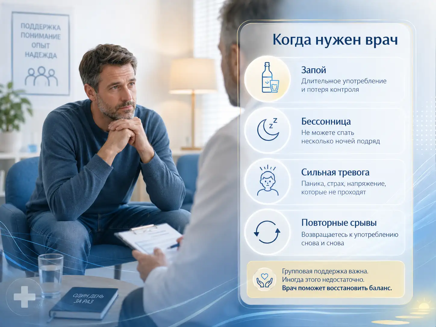 Признаки, при которых нужна помощь врача при алкогольной зависимост