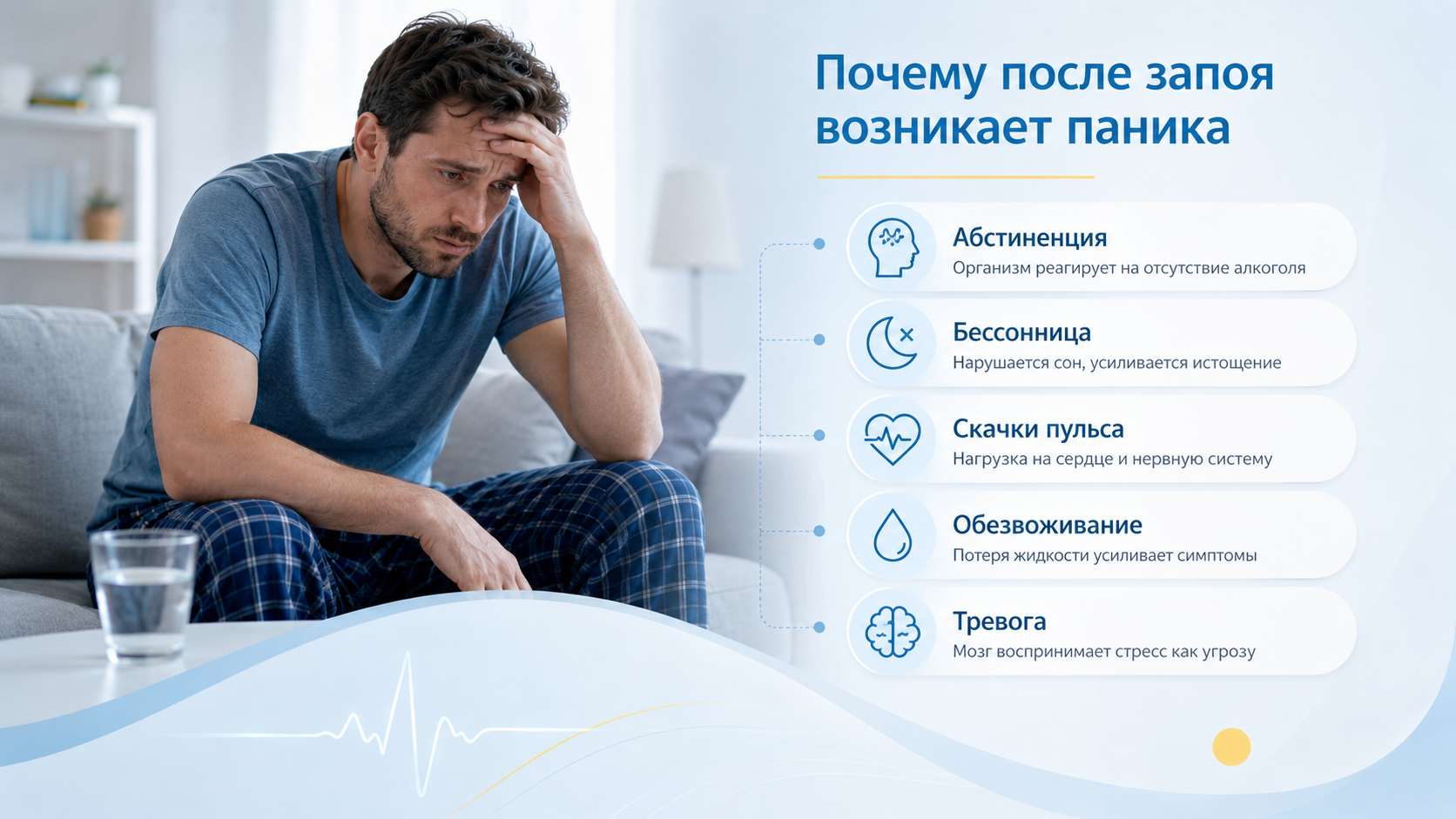 Почему после запоя возникает паника - абстиненция, бессонница, скачки пульса и тревога